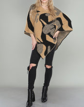 Load image into Gallery viewer, Poncho Tan/Black Abstract Print