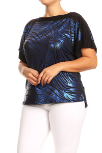 Printed metallic top with relaxed fit Women