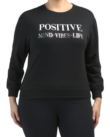 Plus Positive Mind Vibes Life Fleece Sweatshirt