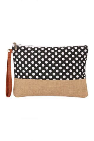 BLACK POLKA DOT COSMETIC POUCH