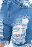 plus size distressed denim shorts