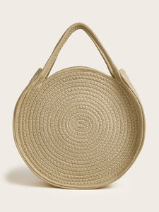 Round Woven Satchel Bag
