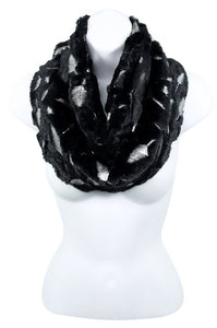 Feather Print Faux Fur Infinity Scarf