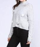 Light sweater with fur ball accent- Women