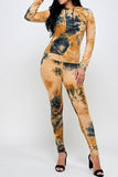 Women Tie Dye Hooded Top with Leggings 2 Pc set