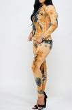 Women Tie Dye Hooded Top with Leggings 2 Pc set
