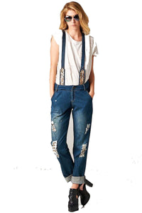 Boyfriend Jeans with Leopard Design - Women