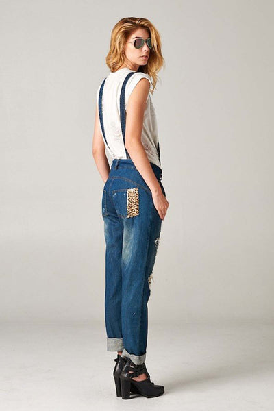 Boyfriend Jeans with Leopard Design - Women