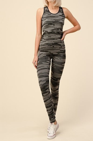 Camouflage print Tank Top & pant Set