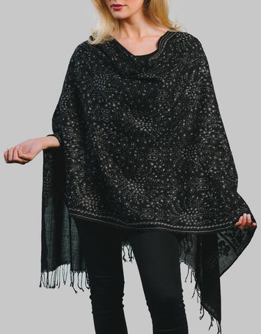 Embroidered Wool Shawl