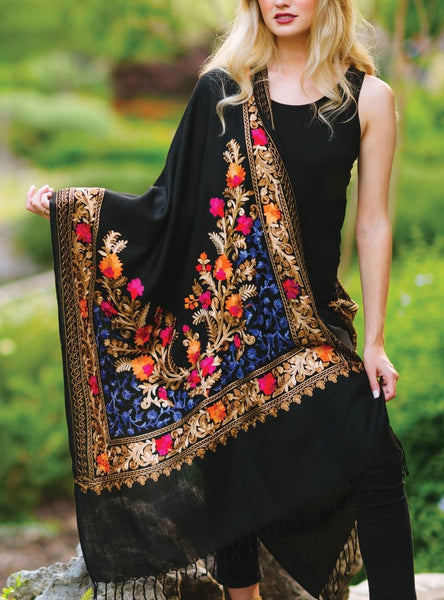 Embroidered Wool Shawl