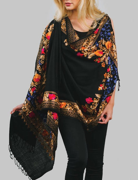 Embroidered Wool Shawl