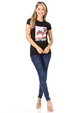 Load image into Gallery viewer, Graphic short sleeve T-shirt with a crew neckline and rhinestone detail