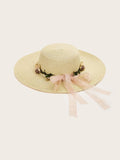 Hat Flower Decor Straw Hat Boho Hat