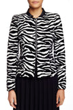 Stripped Zebra Jacket Short Mandarin Collar Vegan leather Jacket