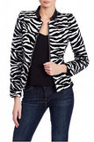 Stripped Zebra Jacket Short Mandarin Collar Vegan leather Jacket