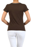 Solid knit tee with a rhinestone