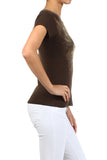 Solid knit tee with a rhinestone