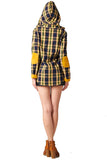 Yellow Plaid Tee With Hood Women