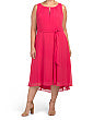 Plus Ruched Neck Dress With Hi-lo Skirt