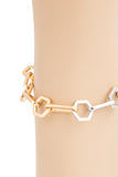 Two Tone Hexagon Chain Anklet Women