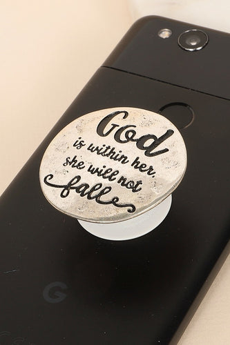 Psalm 46:5 engraved hammered metal round self adhesive charm Silver