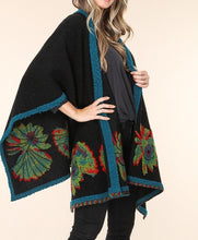 Load image into Gallery viewer, Flower Accent Knit Cape Women Poncho