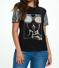 Load image into Gallery viewer, Sequins Short Sleeve Top Tee