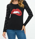 Cotton Long Sleeve Graphic Tee Pearls