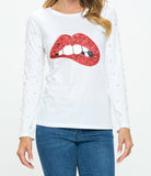 Cotton Long Sleeve Graphic Tee Pearls