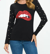 Load image into Gallery viewer, Cotton Long Sleeve Graphic Tee Pearl Top