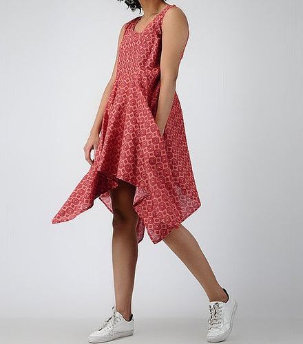 Red Printed Cotton Dress