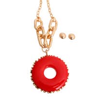 Load image into Gallery viewer, Gold and Red Heavy Metal Pendant Set  Red