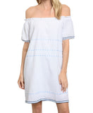 Off Shoulder Cotton White Dress women