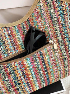 Colorblock Braided Tote Bag