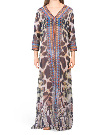 Kimono Duster Maxi Cheetah Print Cover Up