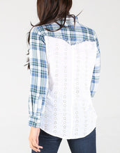 Load image into Gallery viewer, LS Button Up Top With Eyelet On Back Women