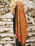 Embroidered Wool Shawl