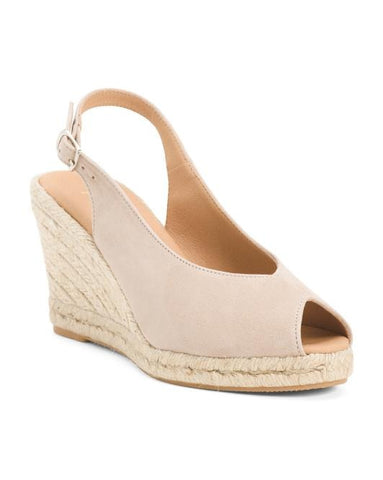 Sling Back Espadrilles Wedges Peep Toe