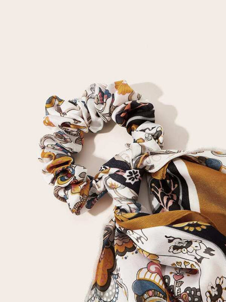 Flower Pattern Scrunchie Scarf