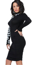 Load image into Gallery viewer, Plus Size Faux Leather Scale Sleeve Bodycon Dress.