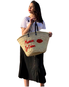 Gift for Mom- Maman Je t'aime Straw Bag
