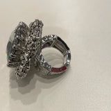 Crystal Vintage Cocktail Ring Rhodium