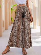 Load image into Gallery viewer, Leopard Print Tie Front Wide Leg Pants