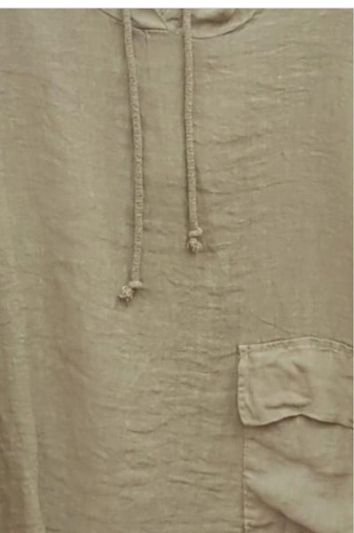 Linen blouse with hood, Asymmetric cut