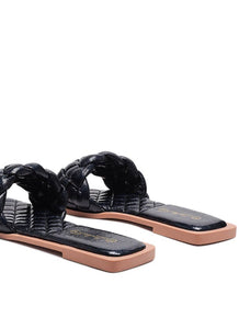 PU Quilted Slides in Woven Straps