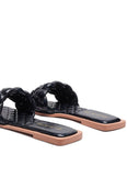 PU Quilted Slides in Woven Straps