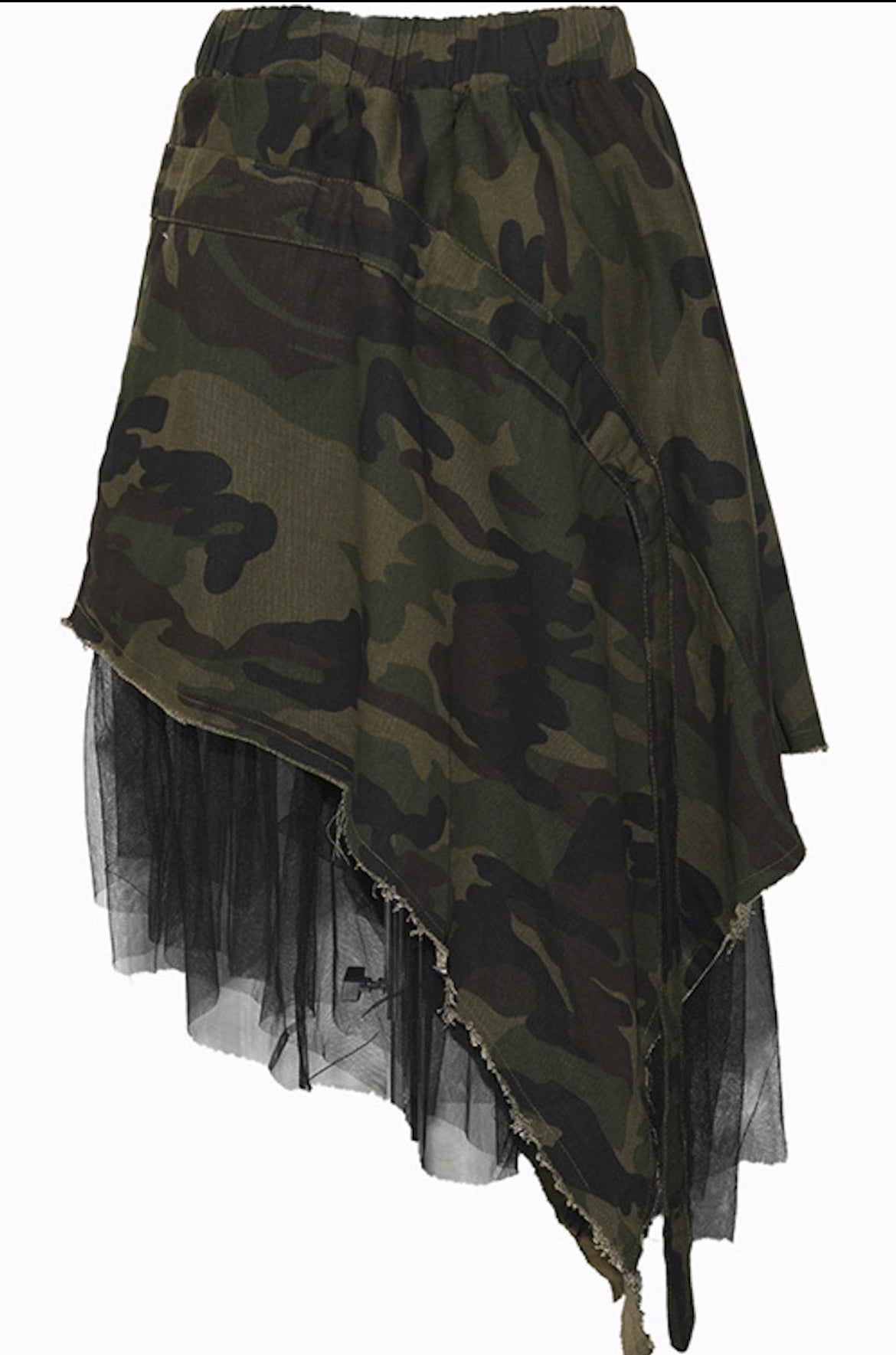 Asymmetrical camo outlet skirt