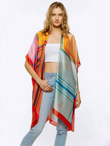 Multi Printed Silky Kimono