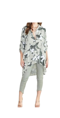 Camouflage Star Print Button Down Top